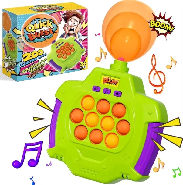 Venta caliente Handheld Puzzle Squeeze Poppet Challenges Fast Quick Push Pop Machine Game Fidget Toy con globo para chico adulto