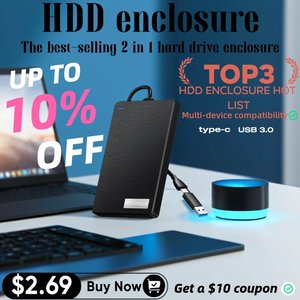 Hot Sell Stock 2 in <strong>1</strong> Type C and USB HDD <strong>Enclosure</strong> 2.5 Inch Hard Drive Disk with Built in Cable External case
