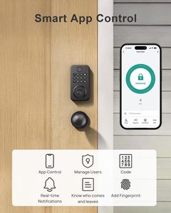 Düğme parmak izi uygulama kontrolü ve klavye güvenlik mandalı ile anahtarsız giriş akıllı kapı kilidi - Product Image 6