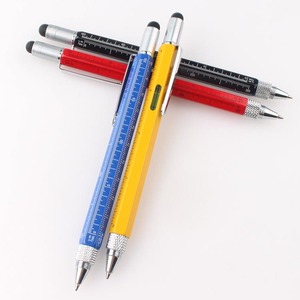 Toptan için çok fonksiyonlu 9 in 1 Stylus su terazisi hediye tornavida Metal aracı kalem Cm/inç ölçekli mühendislik özel Logo - Product Image 3