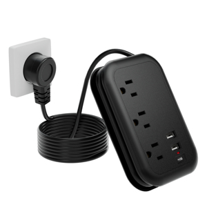 Venta caliente 3 vías 2 puerto USB eléctrico enchufe múltiple toma de corriente 10A corriente nominal toma de corriente de extensión múltiple