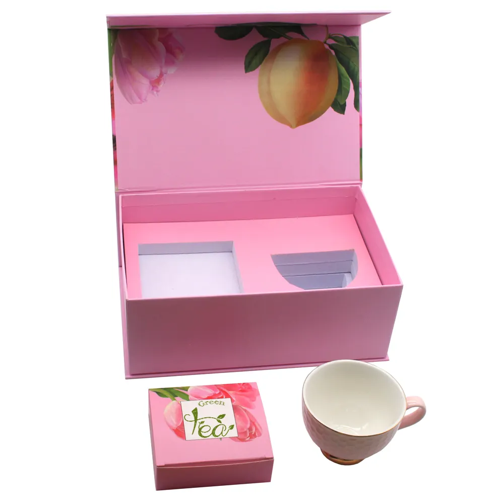 Benutzer definierte Porzellan Tee tasse und Untertasse Verpackung Geschenk box mit Eva Halter