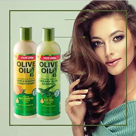 Novos produtos de venda quente produtos de cabelo shampoo natural para as mulheres negras com óleo de oliva shampoo e condicionador