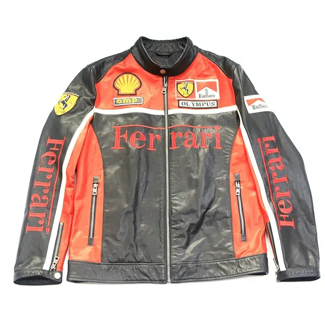 Veste homme faite à la main Formula F1 Racing Jacket en cuir véritable de vachette Veste moto