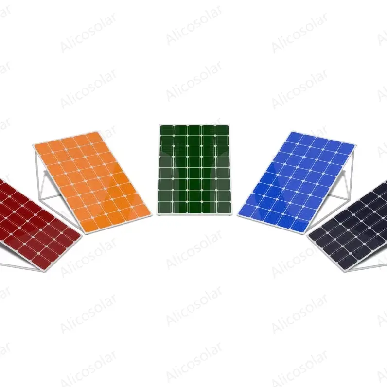 Modul PV 300W panel surya Mono berwarna setengah potongan, panel monokristalin fotovoltaik tembaga merah untuk atap rumah