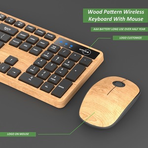 Wireless <strong>Computer</strong> <strong>Keyboards</strong> <strong>Mice</strong> Combo,Wood Colorful Full Size 104 Keys 2.4GHz Aesthetic Business Style PC <strong>Keyboard</strong> With <strong>Mouse</strong> - Product Image 2