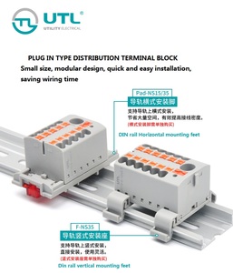 UNIZEN-bloque de terminales eléctricos de distribución, JUT15-6-6X2.5 enchufable, carril DIN, tipo resorte - Product Image 4