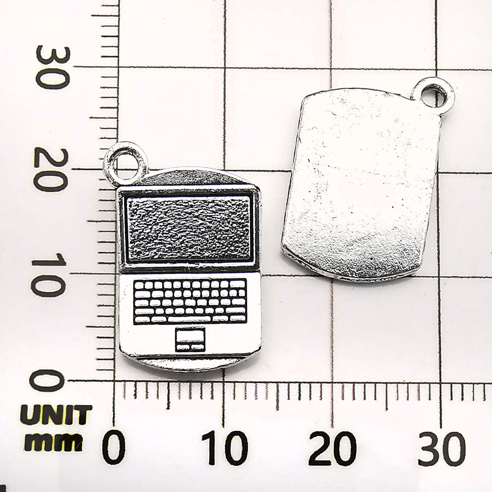 1 antique silver laptop - 2.3g - 14*20mm - 12152