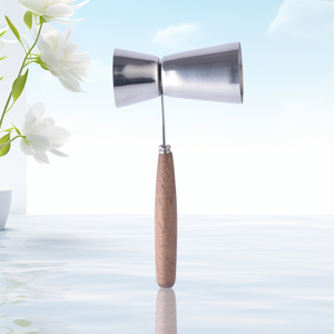 Factory Direct Japanese Style 25/50ml Stainless Steel Measure Custom Bar Double Cocktail <strong>Jigger</strong> with Wood Handle - Product Image 4