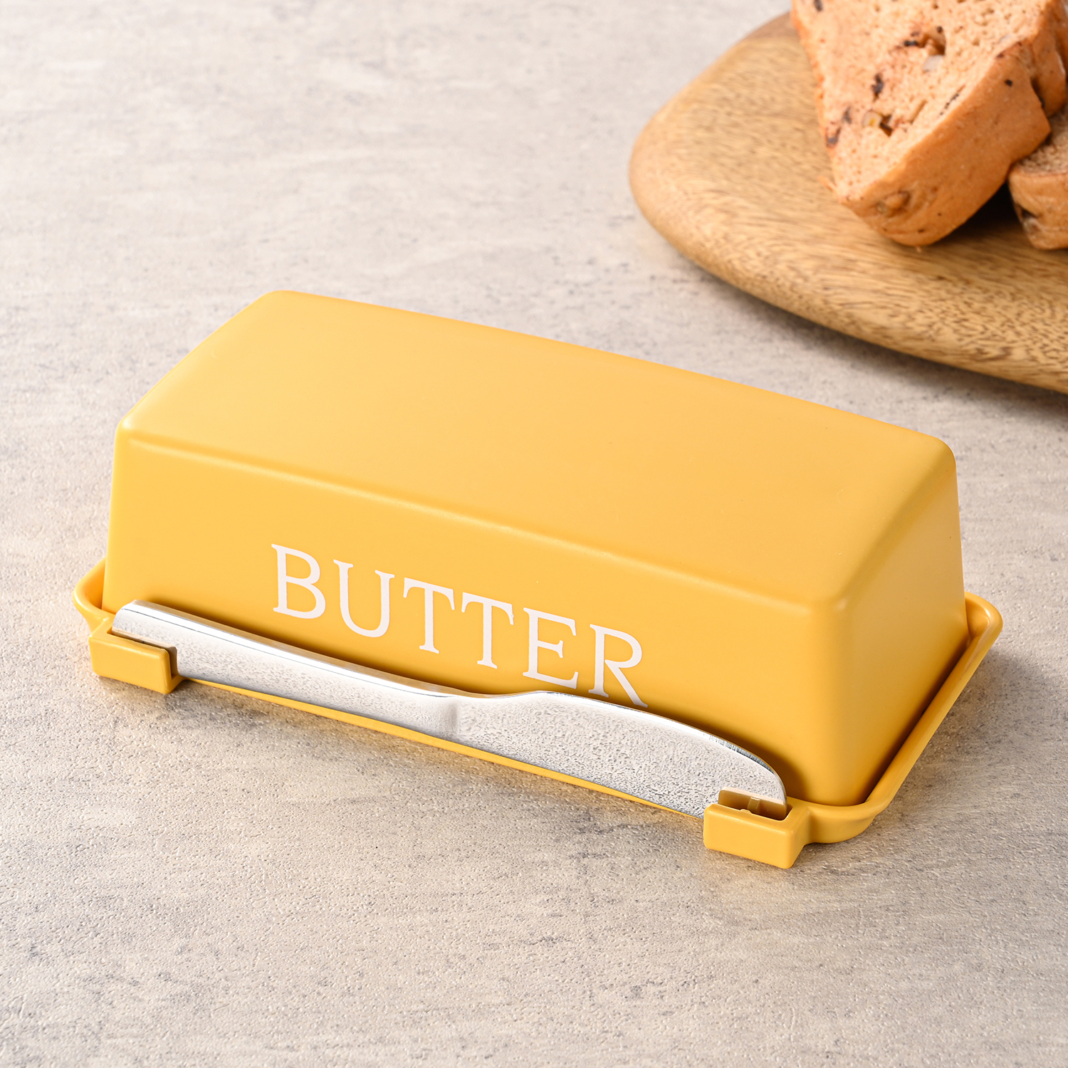 Boîte à beurre avec couteau à beurre (jaune)