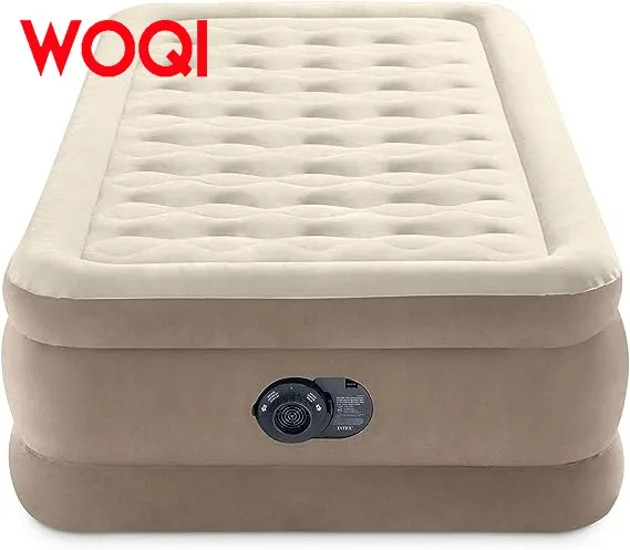 Materasso gonfiabile singolo WOQI con pompa incorporata-letto gonfiabile portatile floccato, facile da gonfiabile e impermeabile