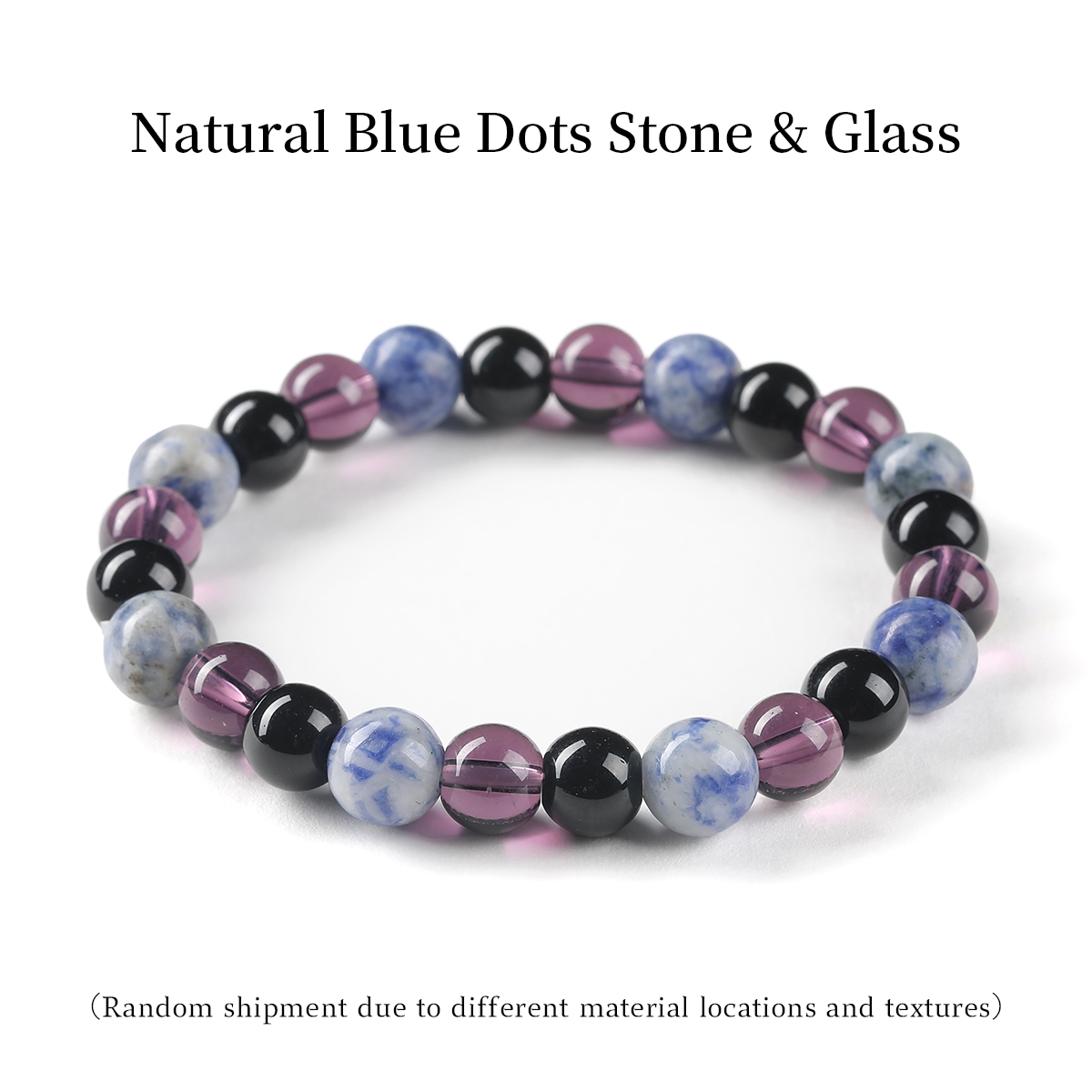 Pierre naturelle à pois bleus et verre