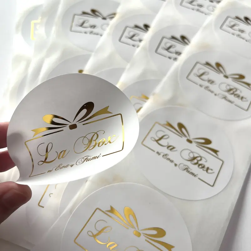 Rollo autoadhesivo con logotipo personalizado, etiqueta de lámina de oro, estampado en caliente, embalaje de regalo impermeable, etiqueta adhesiva de agradecimiento para pequeñas empresas