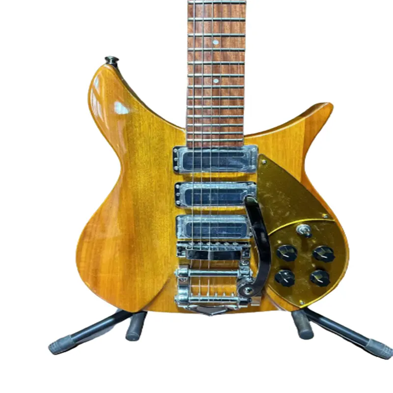 Oem rickenbackers 325 גיטרה חשמלית מעץ זהב פיק מגן זהב טרמולו גדול שקוף צהוב חינם משלוח מלאי