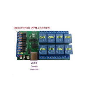 Entrada/salida de 8 canales relé USB multifuncional colector de Puerto IO interruptor de puerto serie UART UD74B08 - Product Image 5