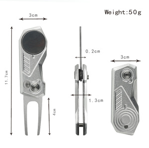 อุปกรณ์ซ่อมแท่นวางลูกกอล์ฟแบบเคลื่อนย้ายได้ด้ามจับอลูมิเนียมพับได้ส้อมสีเขียว - Product Image 2