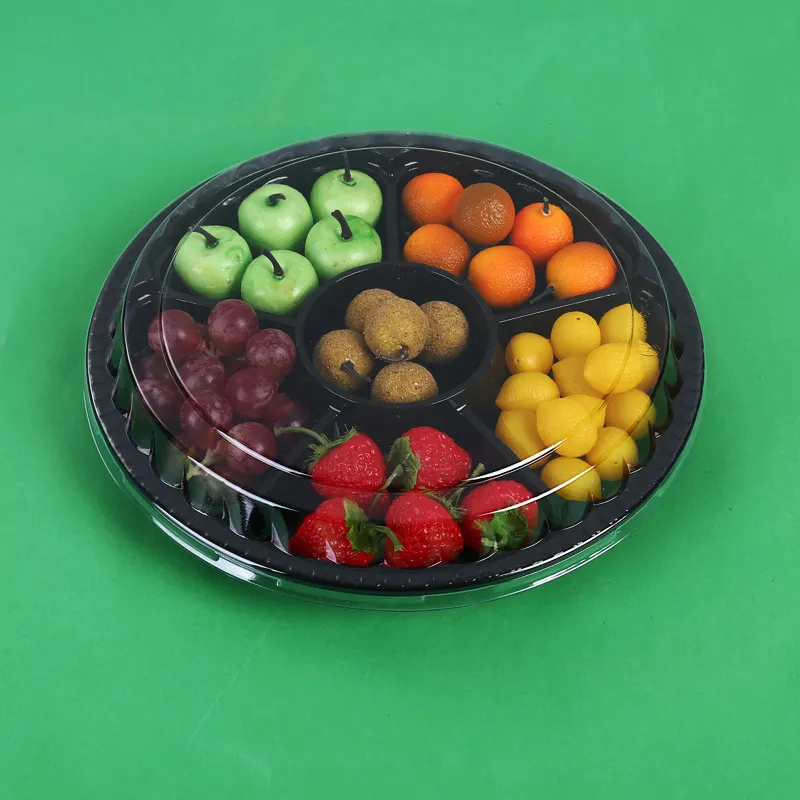 Пластиковый контейнер для фруктового салата для домашних животных с 6 отсеками и крышками, упаковка для пищевых продуктов и закусок, внутренний лоток, демонстрационный ящик