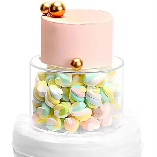 Présentoir à dessert rond en acrylique présentoir à gâteau gâteau remplissable transparent adapté à la décoration de fête d'anniversaire de mariage
