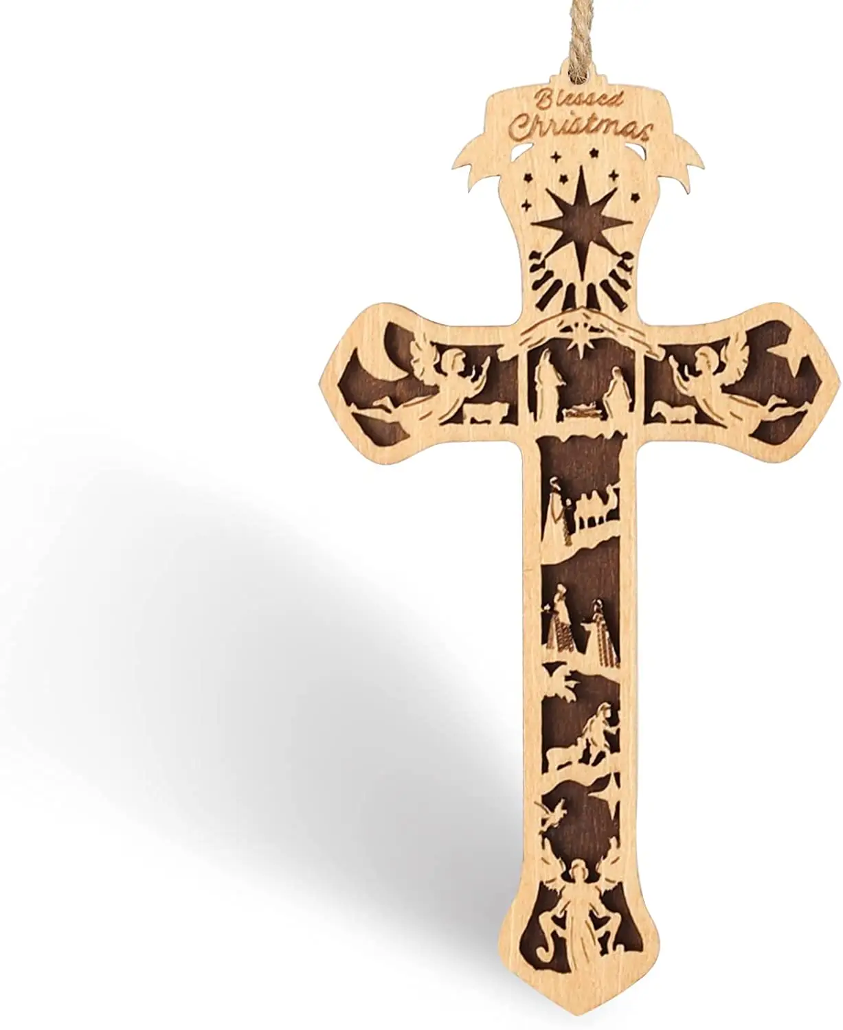 Kraff Xmas Hot Sale Krippe Kreuz Weihnachts geschichte Ornament Religiöse Heilige Familie Geschenk für Familien freunde und Christen