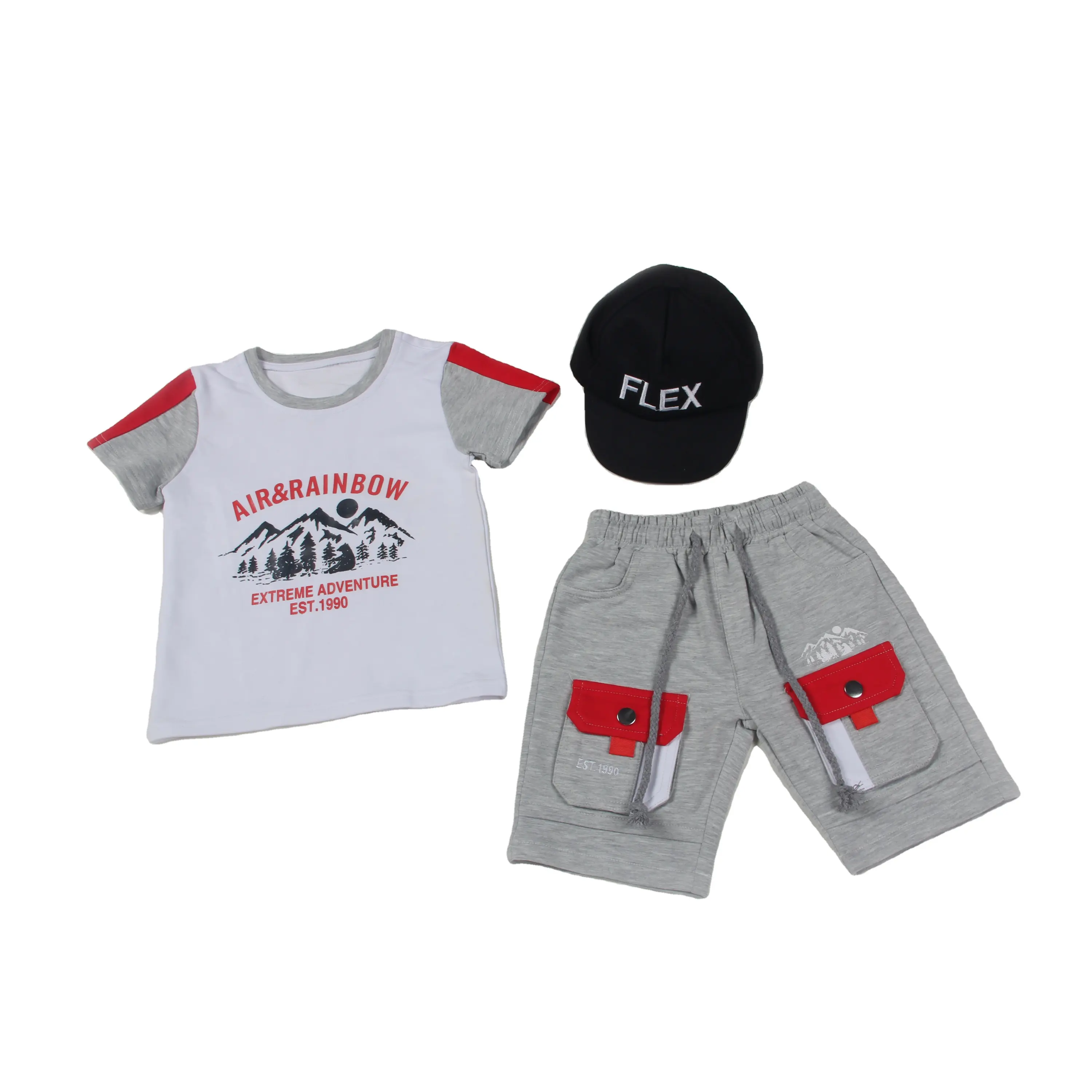 Traje de verano para bebés y niños pequeños de 0 a 3 años, pantalones cortos de manga corta, conjunto de dos piezas personalizado al por mayor