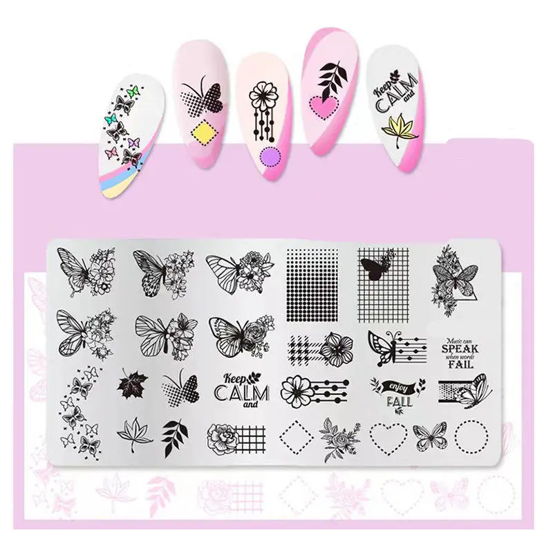 Custom Stainless Steel Fruit Printing Template Nail Tray Stamp Template Nail Tools Manicure