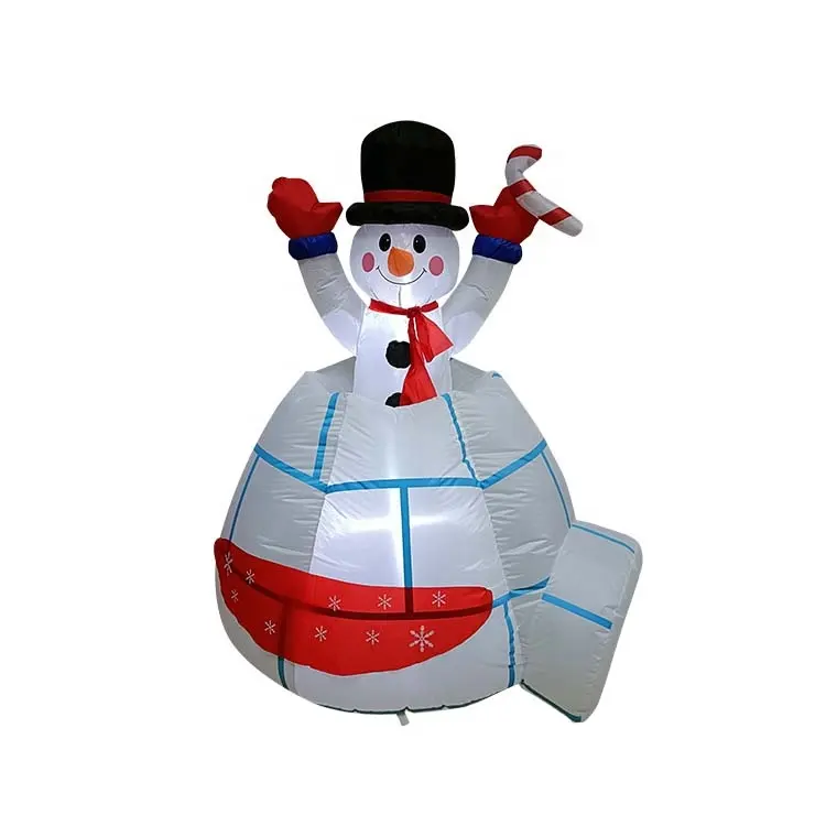 Bonhomme de neige animé dans un igloo Décoration gonflable de Noël Light Up Outdoor Yard