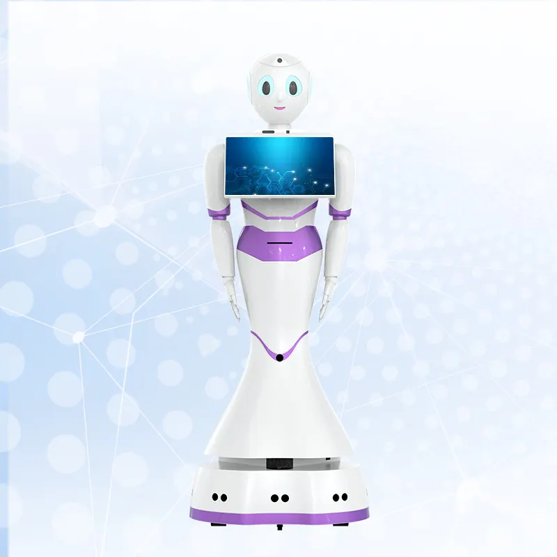 Robot hình người thông minh đi bộ và nói chuyện cho nơi công cộng tiếp nhận hướng dẫn dịch vụ Robot showroom chatgpt cho robot bằng giọng nói