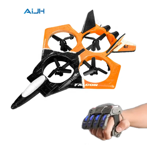 AiJHリモートコントロール飛行機子供用RCファイタージェットライト付き360フリップクワッドコプター2.4GHz接続初心者RC飛行機おもちゃ - Product Image 1