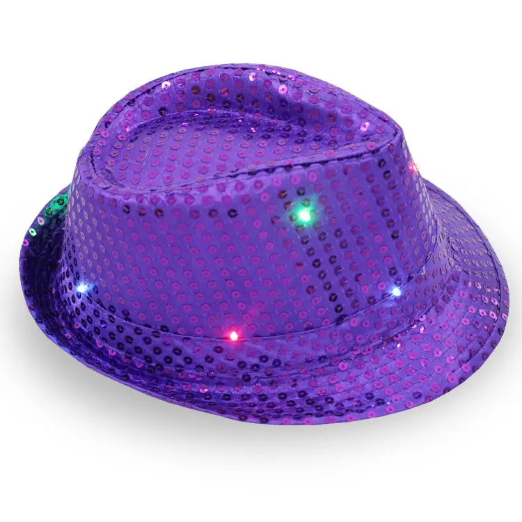 Cappello a LED con lustrini e lustrini che illuminano cappelli da Club per Costume da Bar