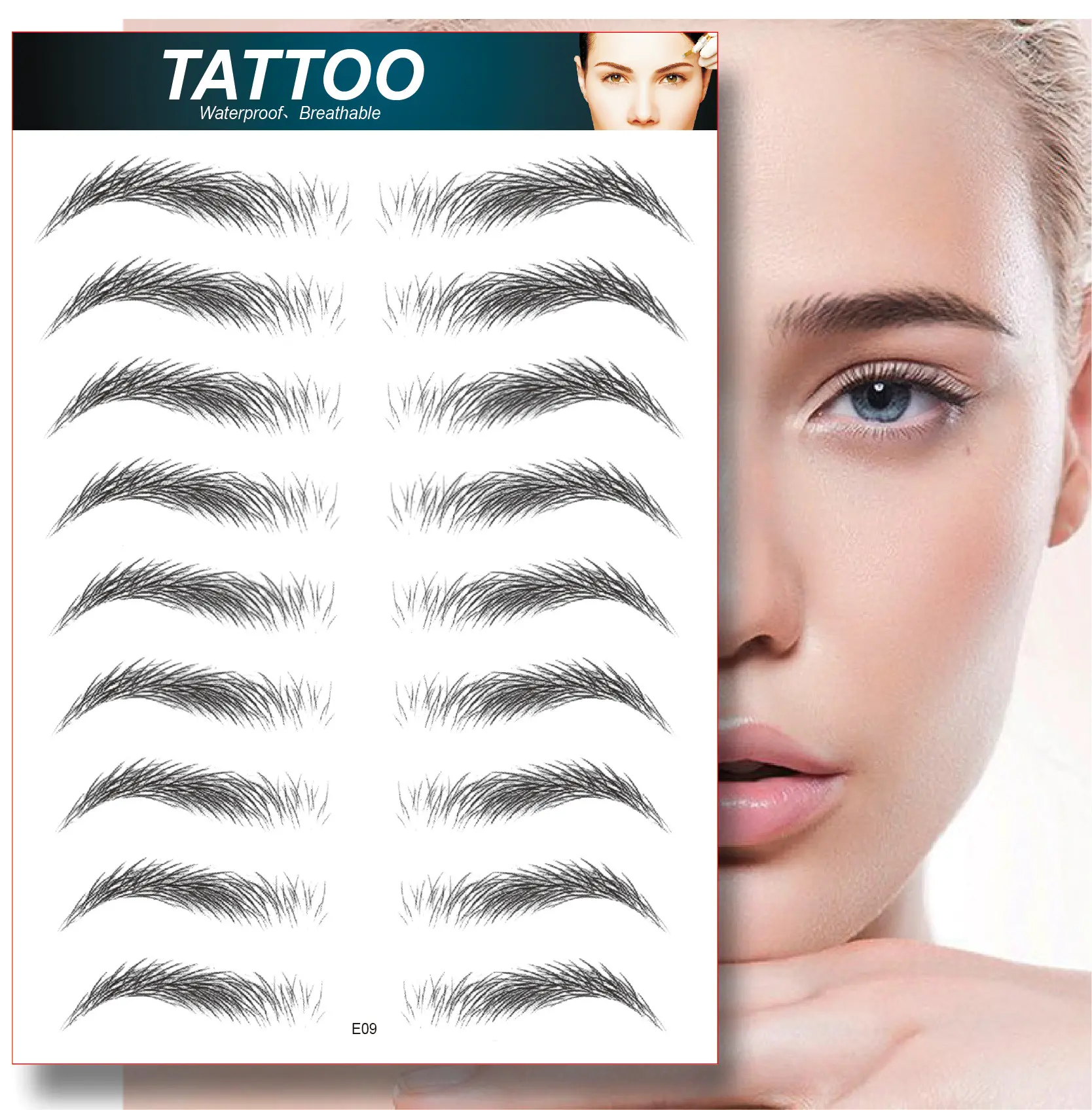 6D imitación ecológica ceja del tatuaje impermeable natural de mujer ceja etiqueta engomada caliente vender tatuajes temporales