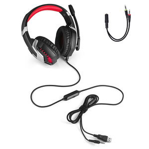 J30 kırmızı versiyonu LED oyun kulaklığı stereo bas mikrofon ve ses kontrolü ile P / Xbox / Switch / PC için oyun kulaklığı - Product Image 3