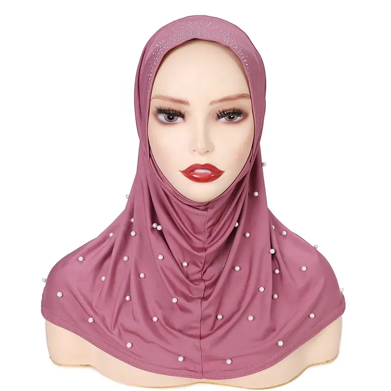 טורבנים לנשים החג 'אב המוסלמי נשים מוסלמי כובע הפנימי חיג' אב 16 צבעים רגיל מוכן ללבוש חיג 'אב עם פנינים תפאורה טורבן מיידית