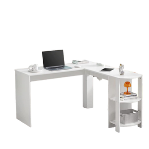 Escritorio de ordenador en forma de L de madera Simple convertible para estudio y uso en la oficina Mesa de escritura de estudio de PC con estantes de almacenamiento - Product Image 1