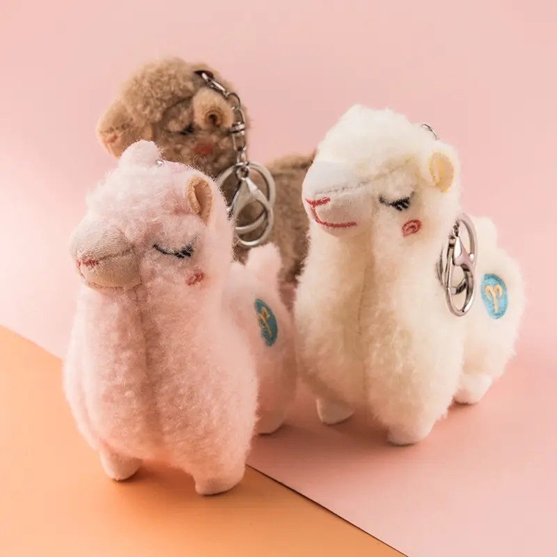 Llavero personalizado de animales de peluche de alpaca, colgante de animal de peluche