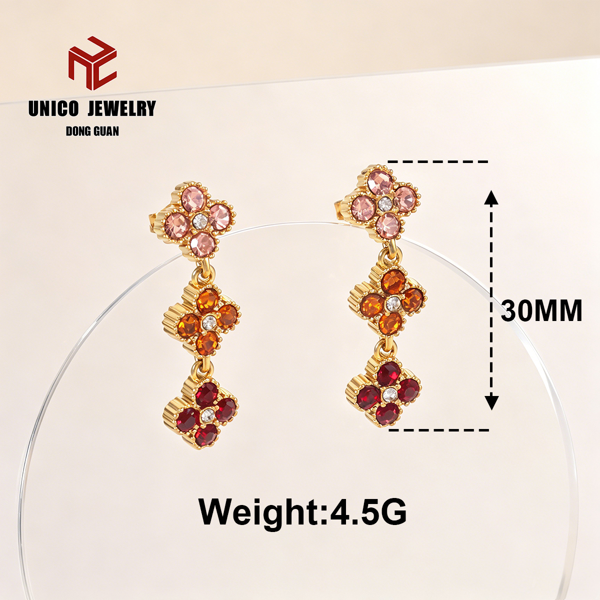 Boucles d'oreilles trèfle à quatre feuilles dorées-4