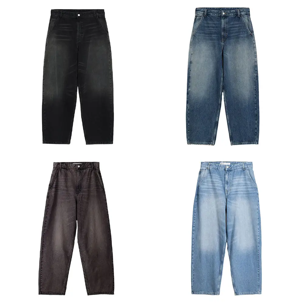 Pantalon en denim confortable de haute qualité, jean baggy super ample à jambe large et droite