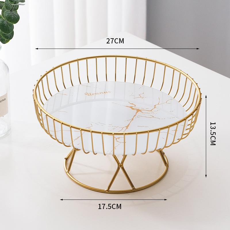 Large white gold pattern fruit basket