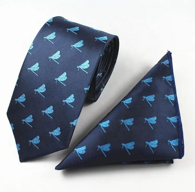 Yüksek kaliteli kravat seti ipek boyun kravat cep kare hayvan kravatlar erkekler için kabul edilebilir özel logo erkek kravat