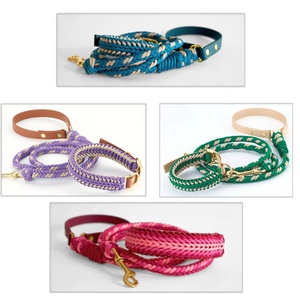 New Braided Perro Paracord Collares De Dog Collar Paracord Macrame Dog Leash and Collar Set with Waterproof Rubber Pvc Handle - Product Image 2