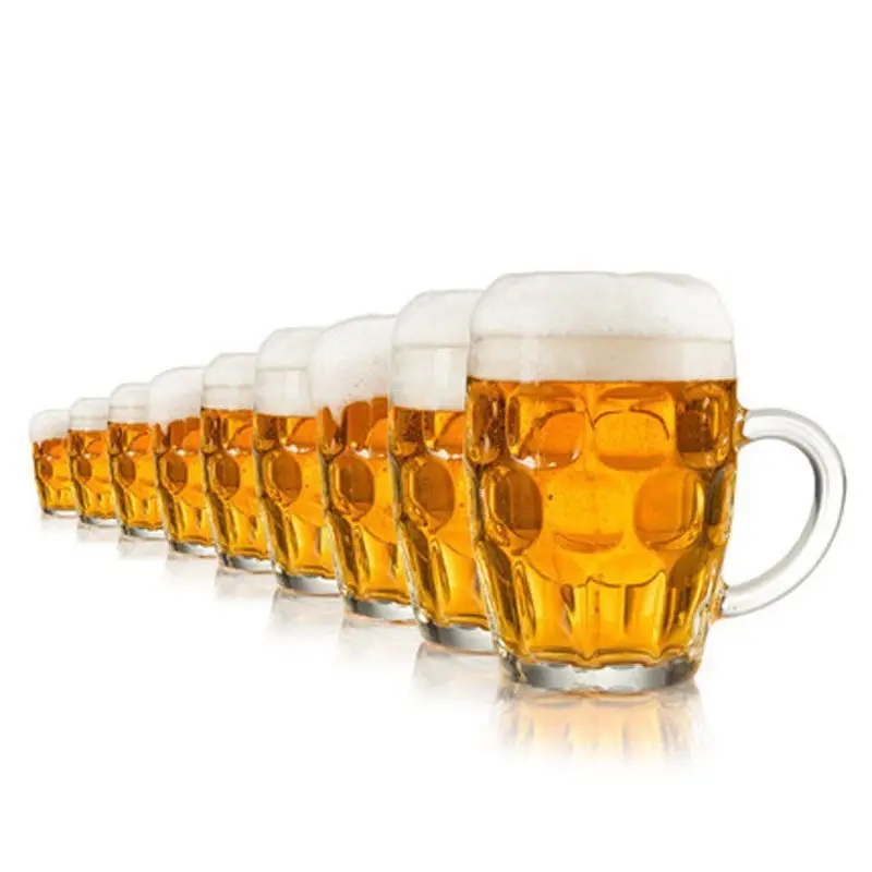 Caneca personalizada com logotipo de cerveja, em forma de copo de vidro 16oz, caneca de cerveja para artesanato de pedra com alça