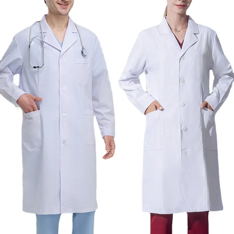 Seragam dokter lengan pendek medis perawat Scrub set seragam klinik Scrub set lengan pendek atasan celana Lab mantel seragam putih