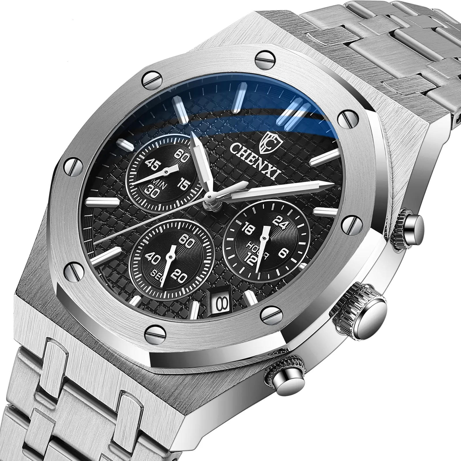Groothandel Luxe Merk High-End Stalen Armband Horloges Mannen Waterdicht Quartz Multifunctionele Datum Week Sport Polshorloge