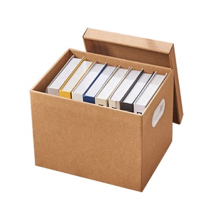 Caja de cartón corrugado de banquero con impresión de logotipo, almacenamiento de papel, caja marrón para documentos, se mueve con tapa y asas - Product Image 5
