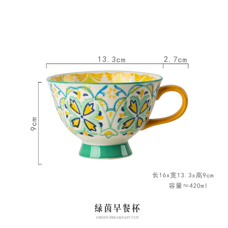 Taza de desayuno verde