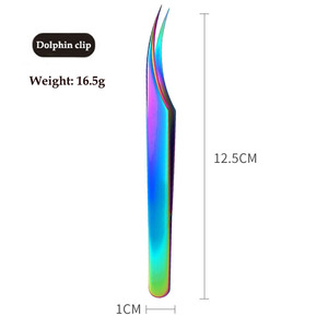 Alat tanam kecantikan profesional, Pinset bulu mata tang pelangi baja tahan karat - Product Image 3