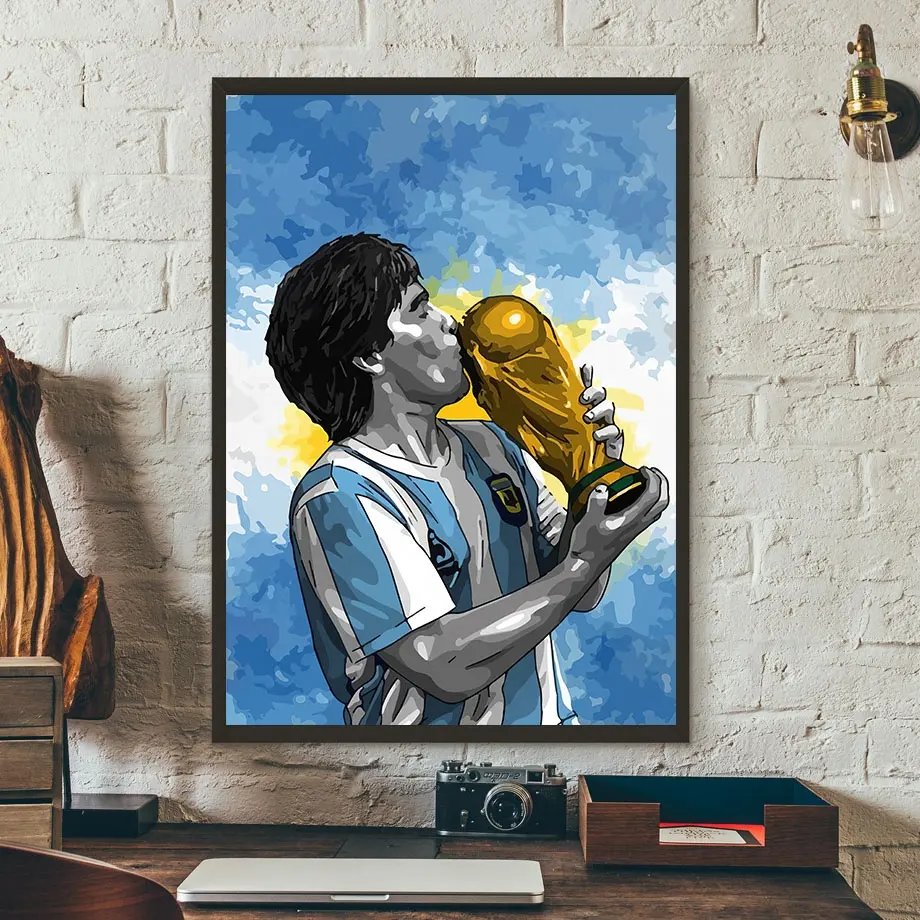 Póster de 21 diseños de estrellas de fútbol, póster de la leyenda del fútbol, pintura en lienzo de superestrella de la película de MARADONA para jugador deportivo