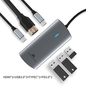 ODM/原始设备制造商6合1 USB C型集线器适配器4k高清多端口USB3.0 PD100W电脑配件坞站 - Product Image 3
