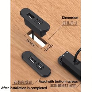 Doppia ricarica Desktop incorporato presa USB tipo-C + tipo-A accessori per mobili da ufficio componenti elettronici