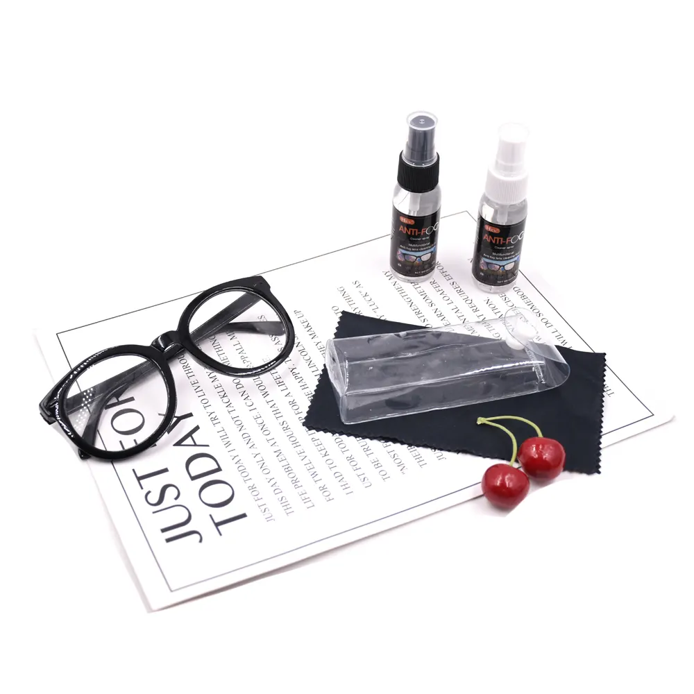 Atacado Lentes de Contato Lentes Ópticas Anti Fog Antifog Óculos óculos Cleaner Spray Com Pano de Microfibra de Óculos