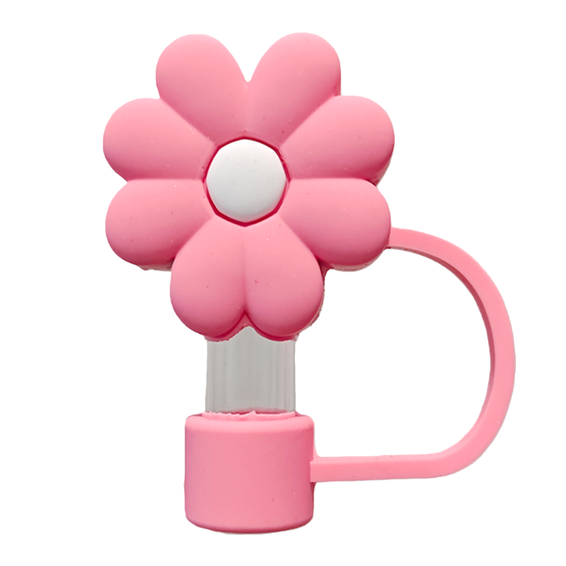 Goma suave rosa/blanca con margaritas